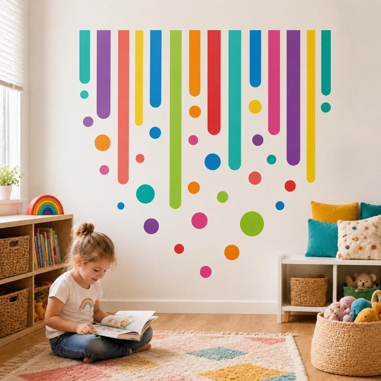 Colorful Abstract Wall Art Print | Rainbow Drip Decor | Modern Geometric Artwork | Kids Room Poster | Playroom Wall Decor | Bright Color Art