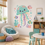 Cute Jellyfish Wall Art Print | Pastel Ocean Nursery Decor | Under the Sea Kids Room Art | Sea Life Poster | Playroom Wall Decor | Ocean Art
