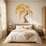Watercolor Autumn Tree Wall Decal | Golden Yellow Leafy Tree Sticker | Botanical Wall Decor | Autumn Tree Mural | Nature Inspired Home Decor