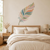 Watercolor Feather Wall Decal | Boho Feather Wall Sticker | Colorful Geometric Feather Decor | Boho Wall Accent | Nature Inspired Home Decor