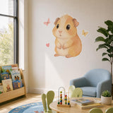 Cute Guinea Pig Wall Decal | Guinea Pig Wall Sticker | Nursery Animal Decor | Kids Room Wall Art | Pastel Pet Wall Decor | Butterfly Accents