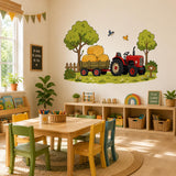 Red Tractor Wall Decal | Farm Tractor & Hay Trailer Wall Sticker | Kids Farm Room Decor | Country Nursery Wall Art | Country Farm Wall Decor