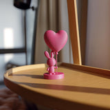 3D Printed Cute Bunny Heart Balloon Figurine, Minimalist Rabbit Desk Decor, Romantic Heart Statue, Nursery Decor, Love Tabletop Accent