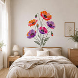 Colorful Poppy Flower Wall Decal | Poppy Floral Wall Sticker | Botanical Bedroom Decor | Fresh Wildflower Wall Art | Vibrant Home Wall Decor