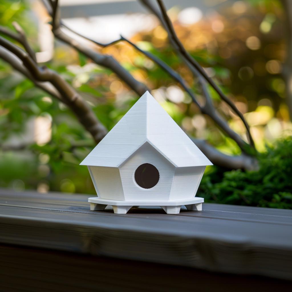 3D Printed Geometric Birdhouse, Modern Architectural Bird Nesting Box, Small Pet Outdoor Shelter, Minimalist Garden Decor Accent Ledge