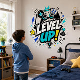 Level Up Gaming Wall Decal | Video Game Wall Sticker | Gamer Room Decor | Controller Wall Art | Arcade Bedroom Wall Decoration | Kids' Decor