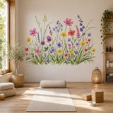 Watercolor Wildflower Wall Decal | Meadow Flower Wall Sticker | Botanical Bedroom Decor | Colorful Wildflower Art | Spring Garden Wall Decor