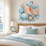 Seashell Wall Decal | Watercolor Seashell Wall Sticker | Coastal Beach Home Decor | Ocean Wall Art | Starfish Shells Coastal Wall Decoration