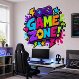 Game Zone Wall Decal | Gaming Room Wall Sticker | Video Game Decor | Kids Gamer Bedroom Wall Art | Controller Arcade Gaming Wall Decorations