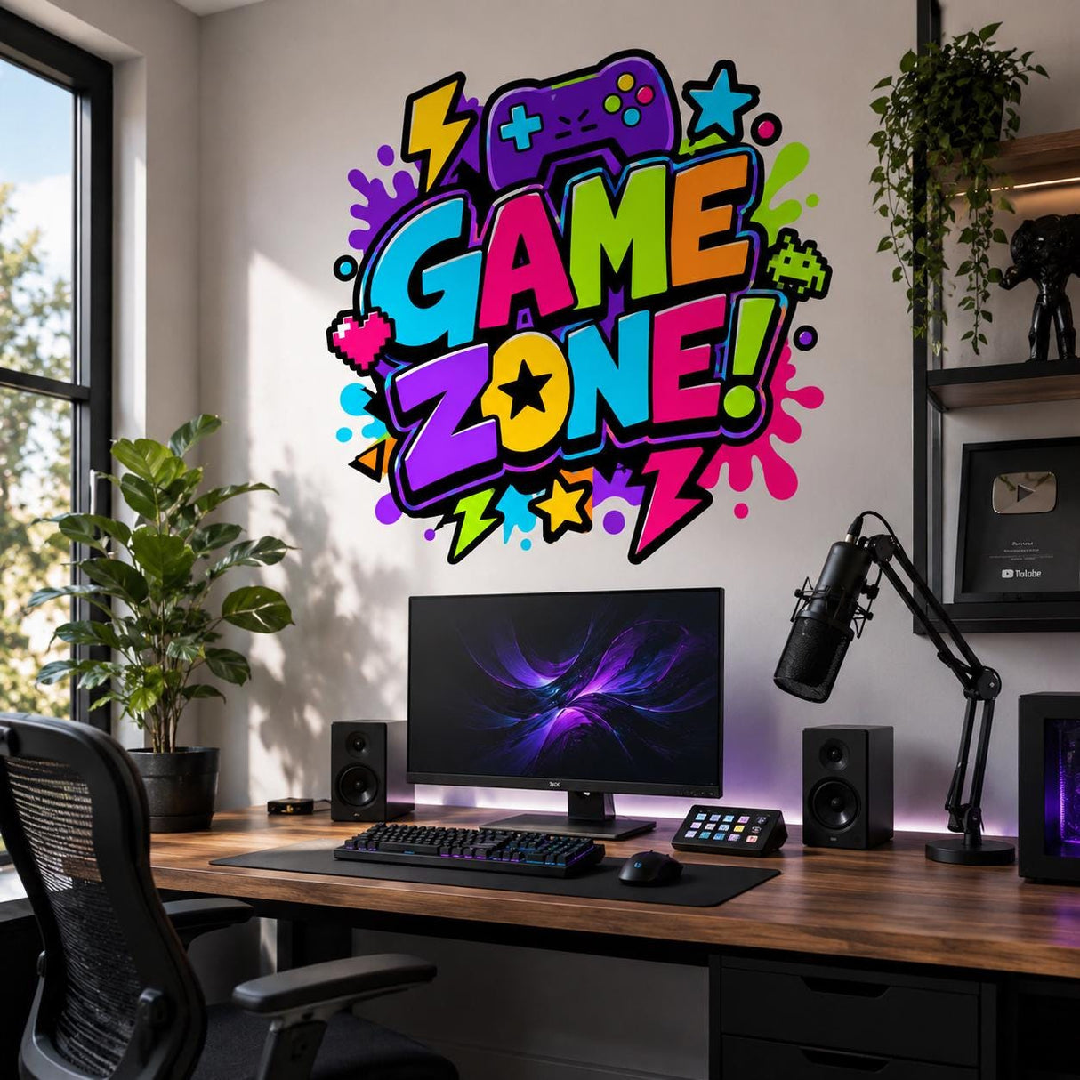 Game Zone Wall Decal | Gaming Room Wall Sticker | Video Game Decor | Kids Gamer Bedroom Wall Art | Controller Arcade Gaming Wall Decorations