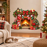 Christmas Fireplace Wall Decal | Holiday Mantel Wall Sticker | Stockings & Gifts Decor | Cozy Xmas Living Room Wall Art | Fireplace Wall Art