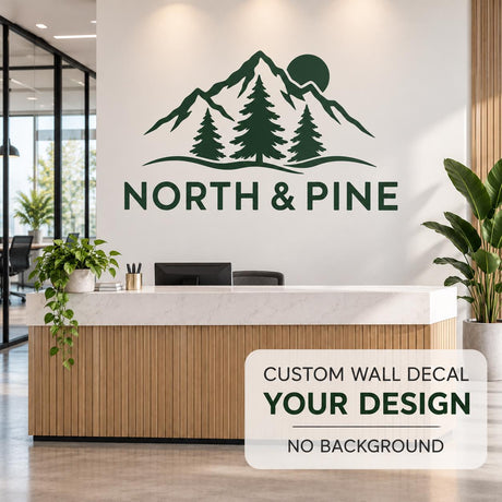 Custom printed wall decal made from a logo or artwork, contour cut without a surrounding rectangular background.