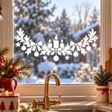 Christmas Window Decal | White Christmas Window Sticker | Candle Pine Bow Decor | Holiday Glass Decoration | Festive Winter Window Ornaments