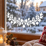 White Christmas Window Decal with Bow, Gifts and Ornaments | Holiday Kitchen Window Decor | Vinyl Window Sticker | Winter Home Window Decor