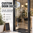 Custom printed door logo decal with lettering or artwork cut without a surrounding rectangular background.
