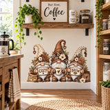 Coffee Gnome Wall Decal | Vinyl Kitchen Coffee Station Decor | Rustic Farmhouse Coffee Bar Wall Sticker | Cozy Cottage Kitchen Decor Art