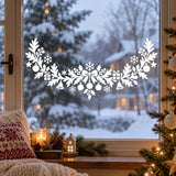 Christmas Garland Window Decal | White Holiday Window Decor | Botanical Ornament and Snowflake Vinyl Decal | Festive Glass Window Decoration