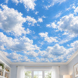 Blue Sky Clouds Ceiling Wall Decal | Realistic Cloud Ceiling Mural | Vinyl Bedroom Decor | Nursery and Kids Room Decor | Sky Wallpaper Look