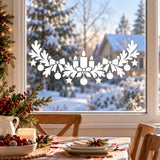 Christmas Window Decal | White Christmas Window Sticker | Candle Pine Bow Decor | Holiday Glass Decoration | Festive Winter Window Ornaments