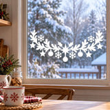 Christmas Garland Window Decal with Ornaments and Snowflakes | White Vinyl Wall Sticker | Scandinavian Winter Indoor Glass Window Decor