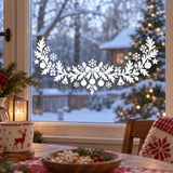 Christmas Garland Window Decal | White Holiday Window Decor | Botanical Ornament and Snowflake Vinyl Decal | Festive Glass Window Decoration