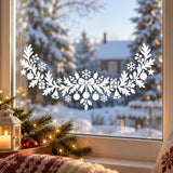 Christmas Garland Window Decal | White Holiday Window Decor | Botanical Ornament and Snowflake Vinyl Decal | Festive Glass Window Decoration