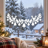 Christmas Reindeer Garland Window Decal | White Holiday Window Sticker | Winter Glass Decor | Scandinavian Style | Vinyl Christmas Decor