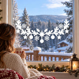 Christmas Garland Window Decal with Ornaments and Snowflakes | White Vinyl Wall Sticker | Scandinavian Winter Indoor Glass Window Decor