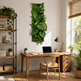 Tropical Botanical Wall Decal | Framed Greenery Wall Decor | Vertical Plant Wall Sticker | Indoor Jungle Living Room Decor | Vinyl Wall Art