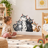 Four Cartoon Cats Wall Decal | Cute Cat Nursery Decor | Kids Room Animal Wall Sticker | Whimsical Cat Lover Wall Decoration | Printed Vinyl