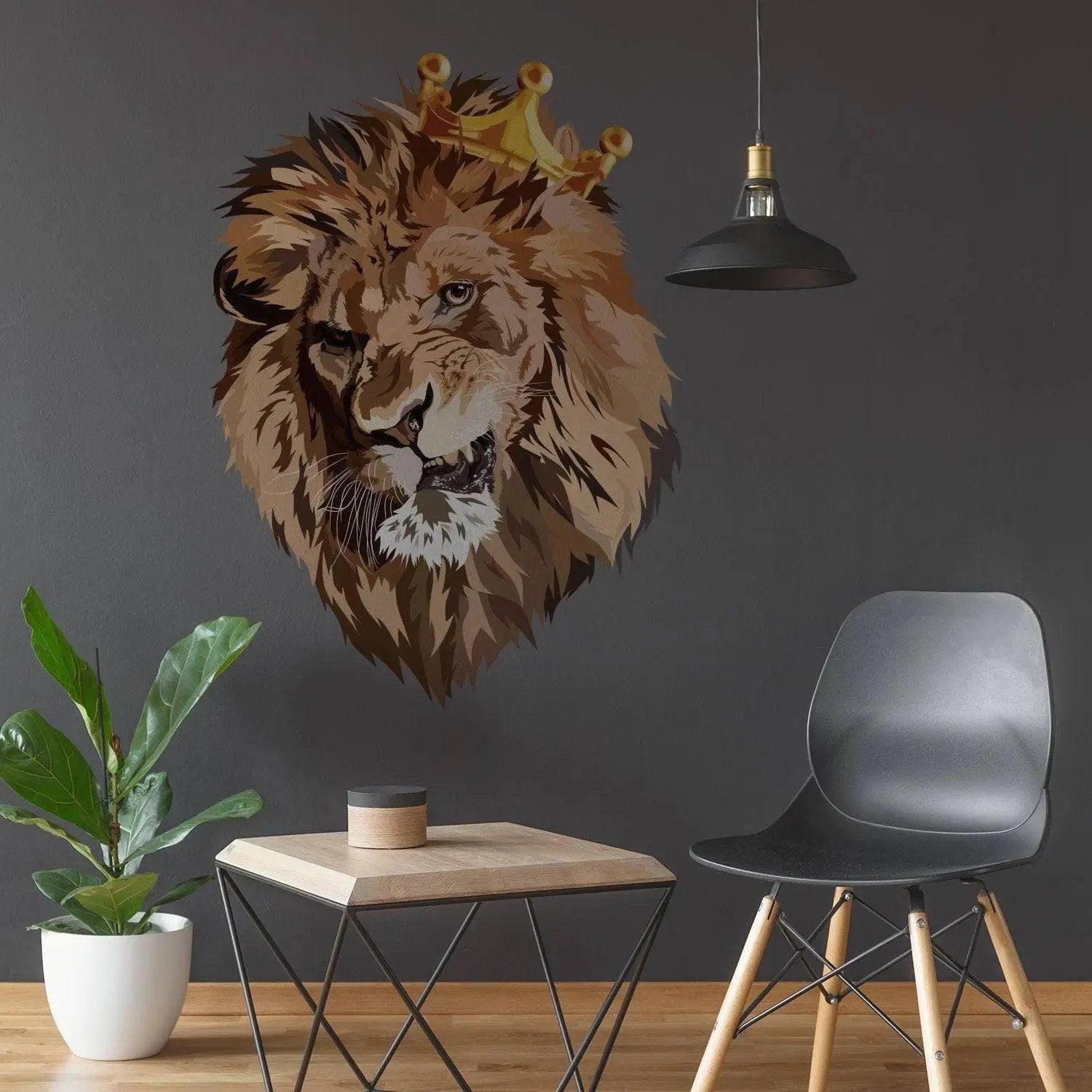 Luxury Lion King with Crown Vinyl Wall Decal