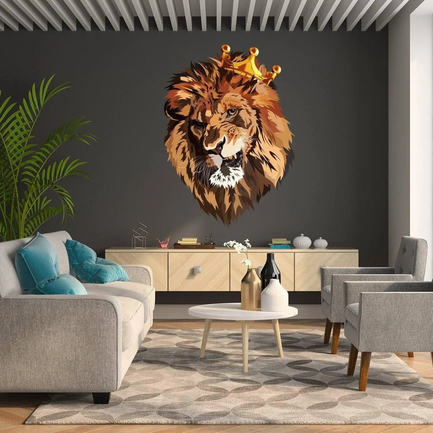 Luxury Lion King with Crown Vinyl Wall Decal - Thumbnail 4