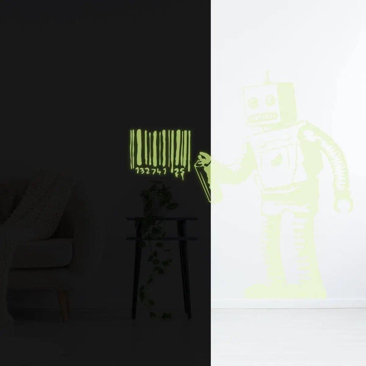 Luminescent Barcode Robot Wall Decal - Thumbnail 4