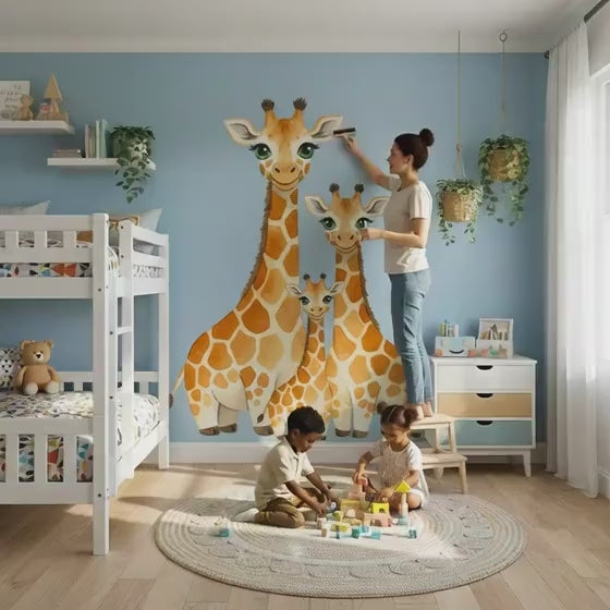 Giraffe Family Wall Decal | Safari Nursery Decor