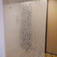 Elegant privacy glass decal with geometric design enhancing interior ambience and providing natural light.