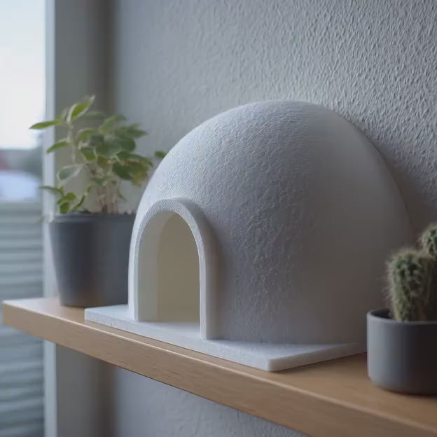 Cute Igloo Dome Shelf Decor | 3D Printed Minimal Winter House Display | Modern Desk or Bookshelf Accent for Cozy Nordic Interiors Decor