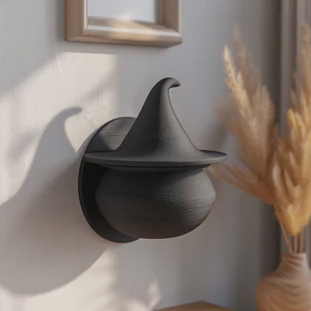 Witch Hat Wall Decor Shelf | 3D Printed Fantasy Floating Storage Accent | Gothic Cottagecore Witchy Home Interior Decor for Modern Rooms