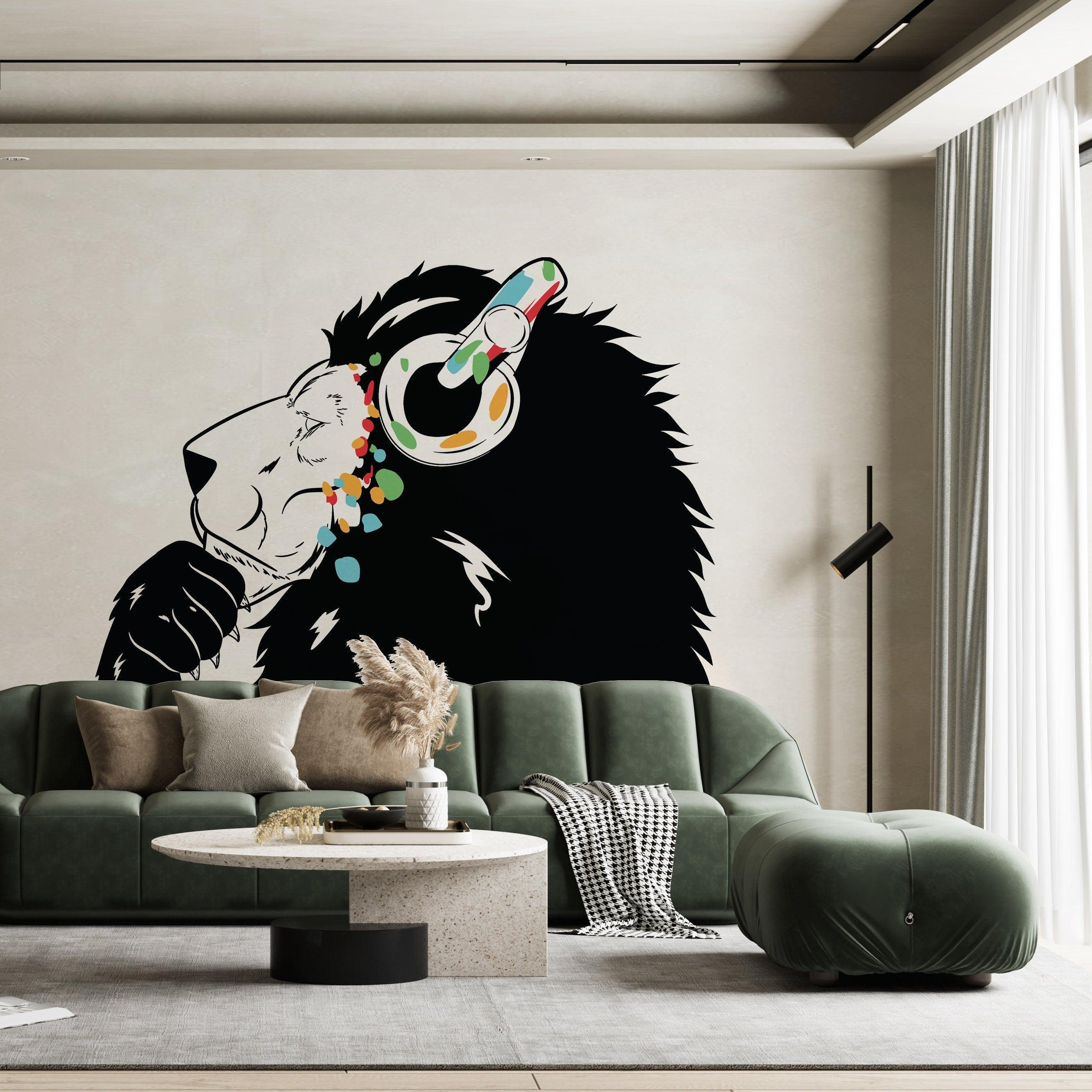 Street Art Inspired Lion Wall Decal - Thumbnail 3