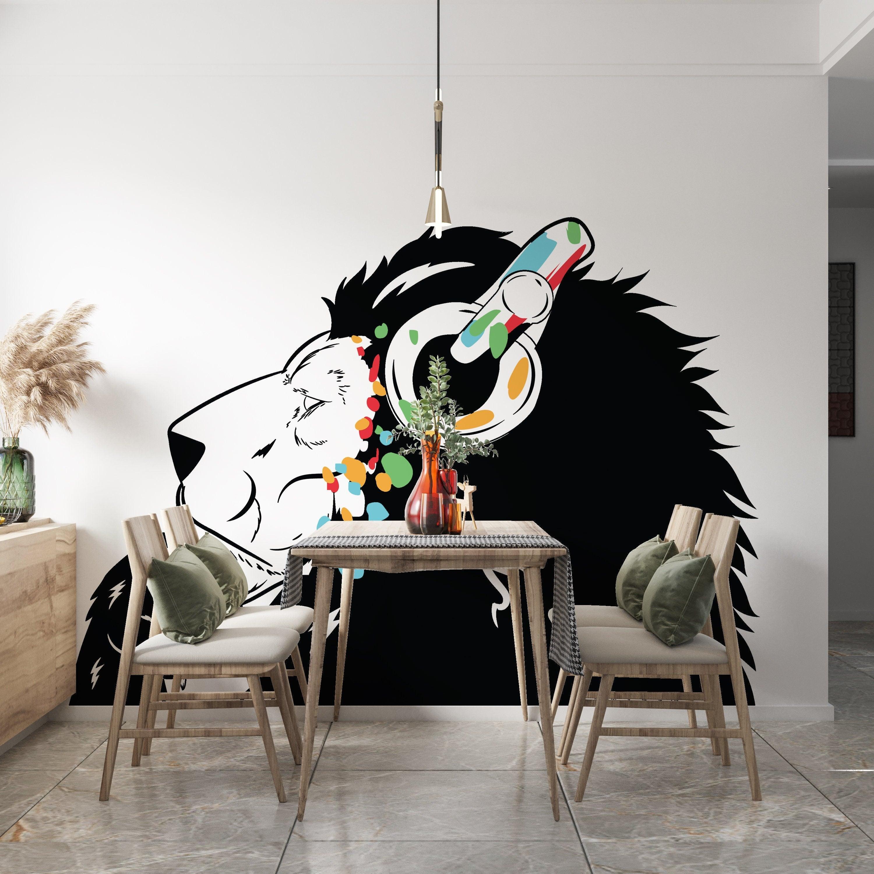 Street Art Inspired Lion Wall Decal - Thumbnail 5