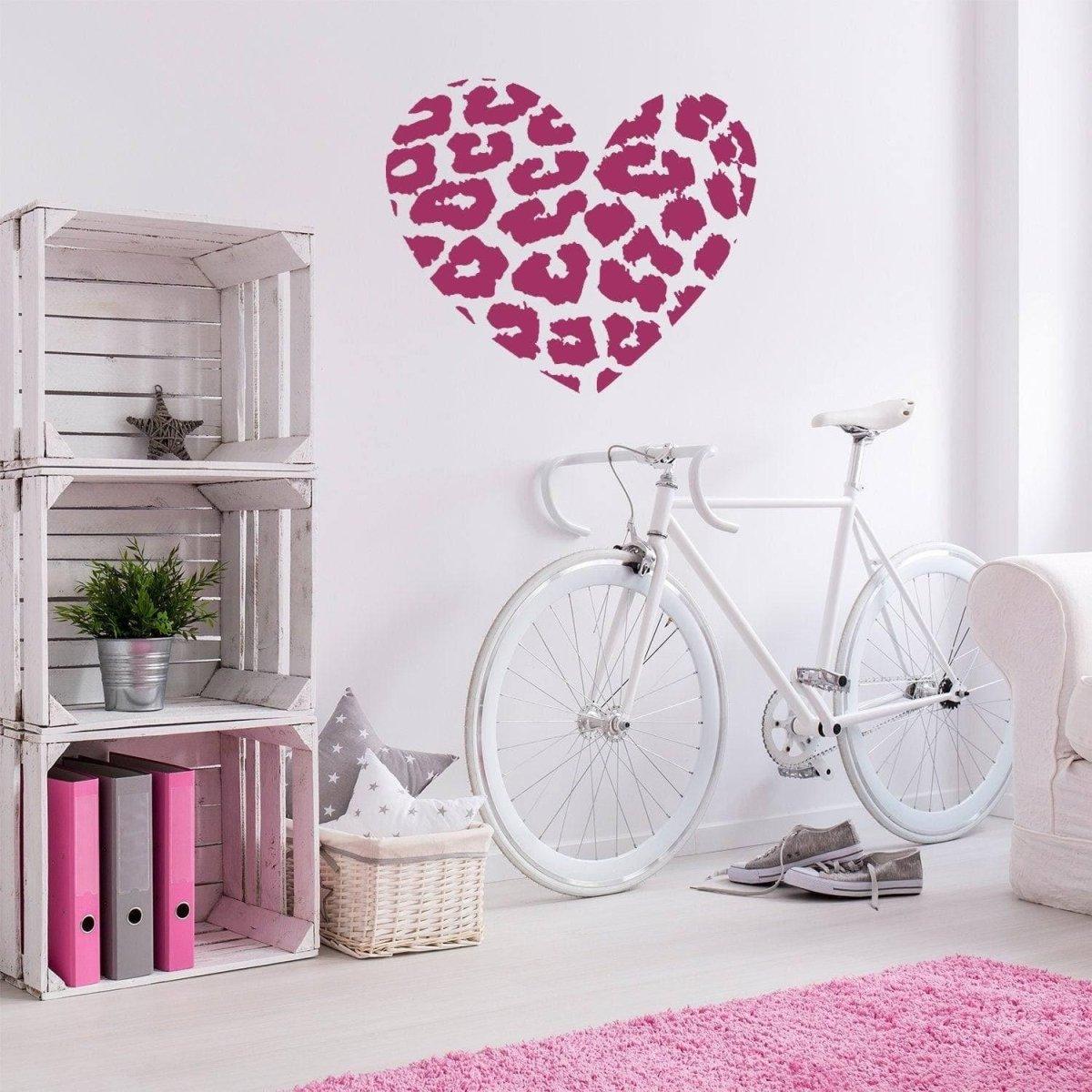 Wildlife Leopard Heart Vinyl Wall Art Decal - Thumbnail 2