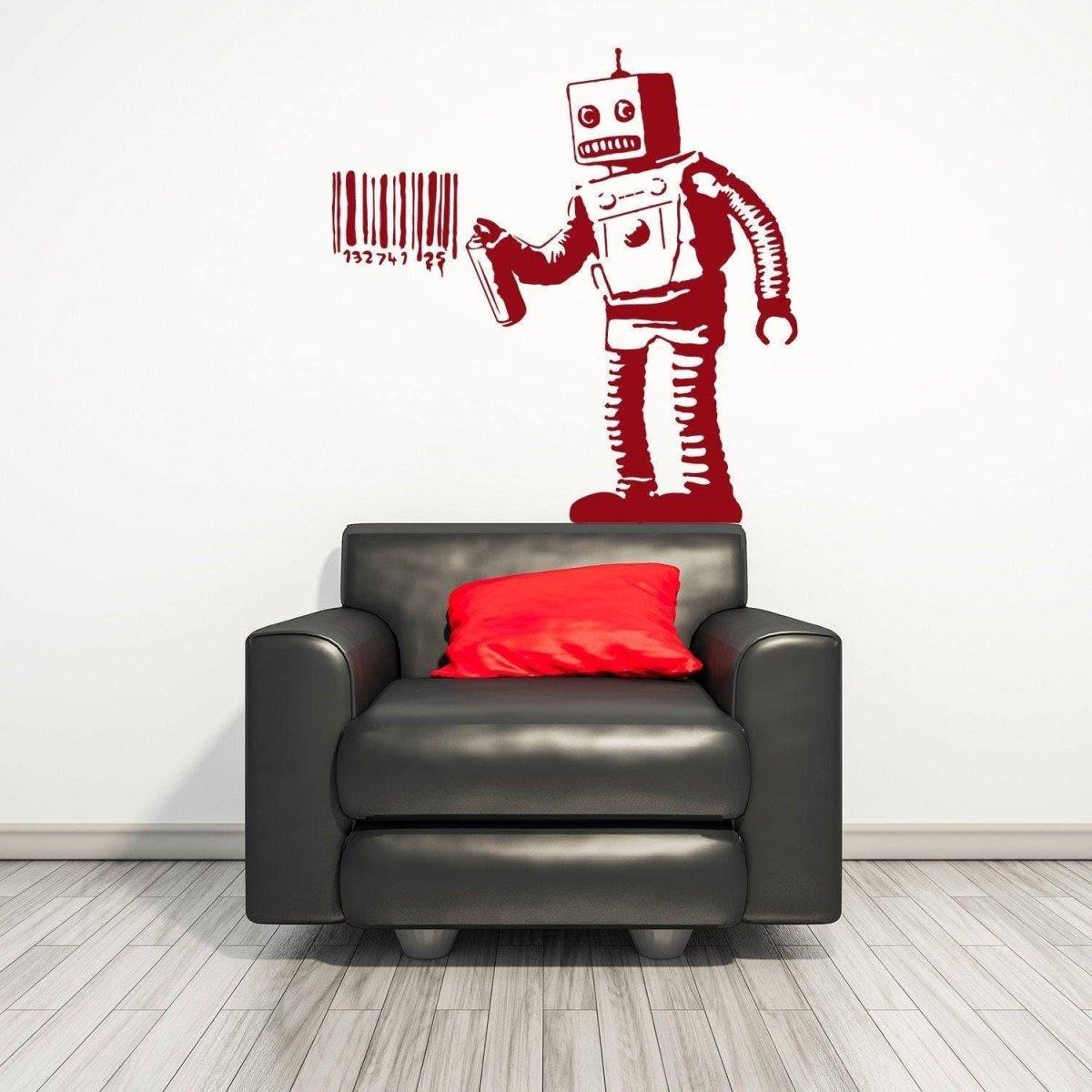 Street Art Style Robot Barcode Vinyl Decal
