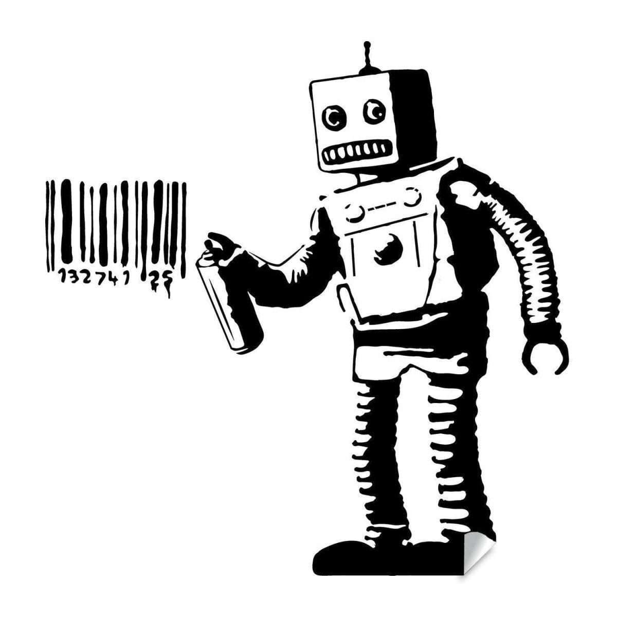 Street Art Style Robot Barcode Vinyl Decal - Thumbnail 4