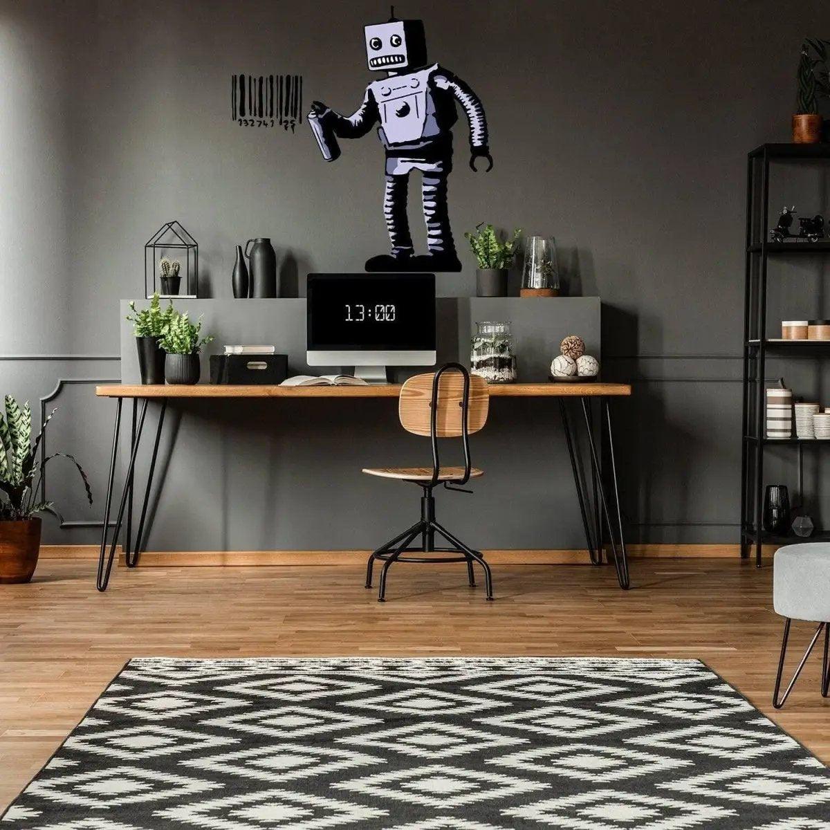 Banksy Barcode Robot Wall Vinyl Sticker - Thumbnail 3