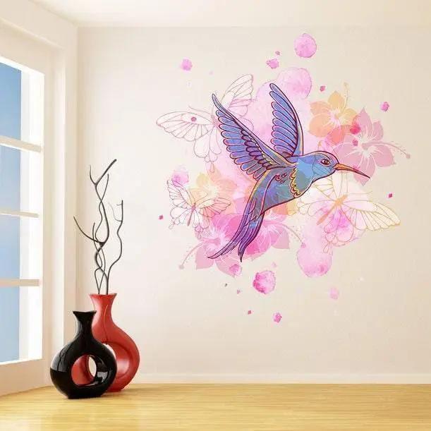 Colorful Hummingbird Wall Vinyl Sticker
