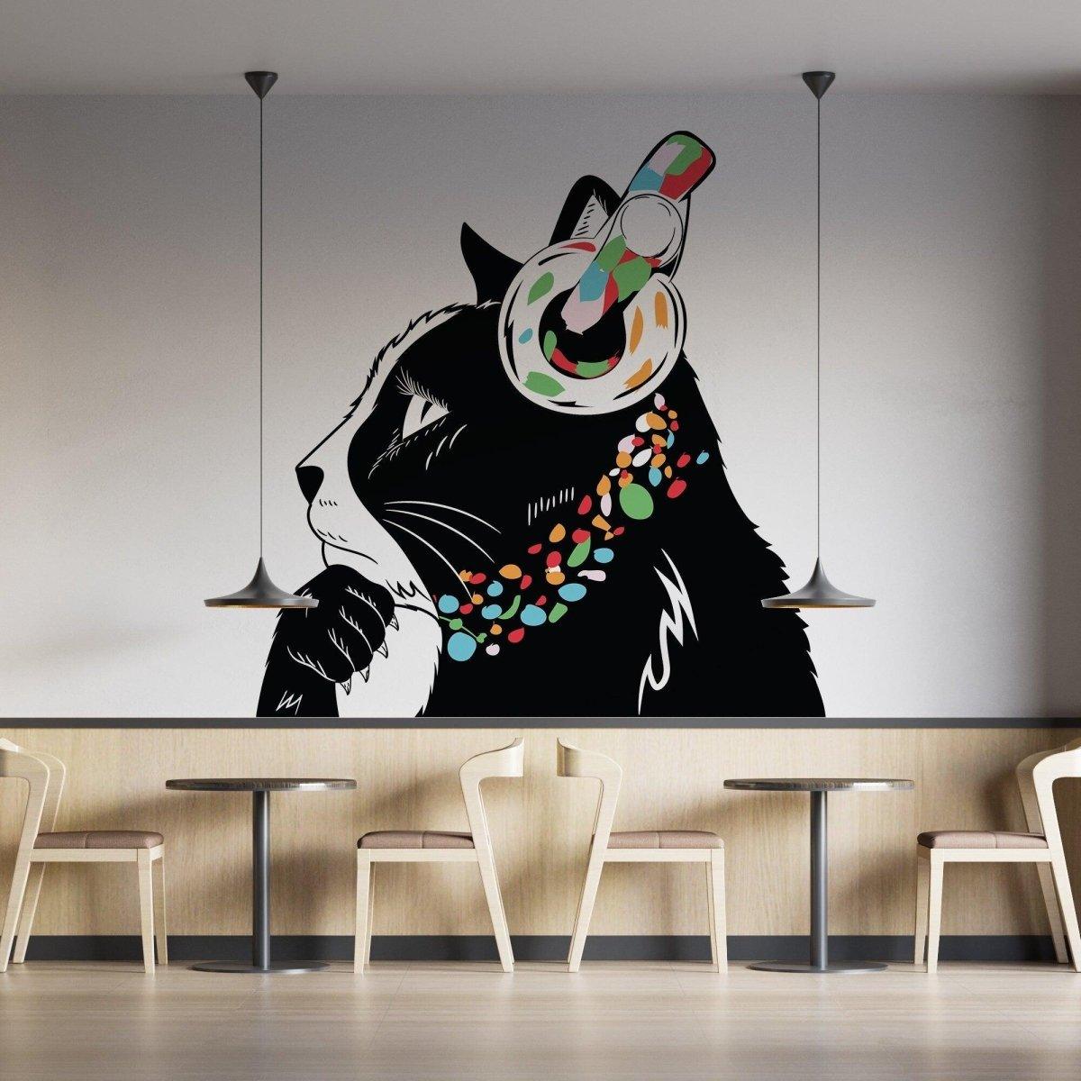 Urban Art Style Inspo - Feline Contemplative Wall Sticker Decal - Thumbnail 5