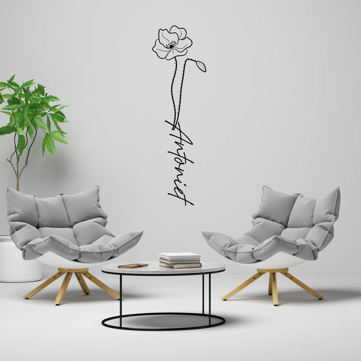 Personalized Birth Flower Name Decal