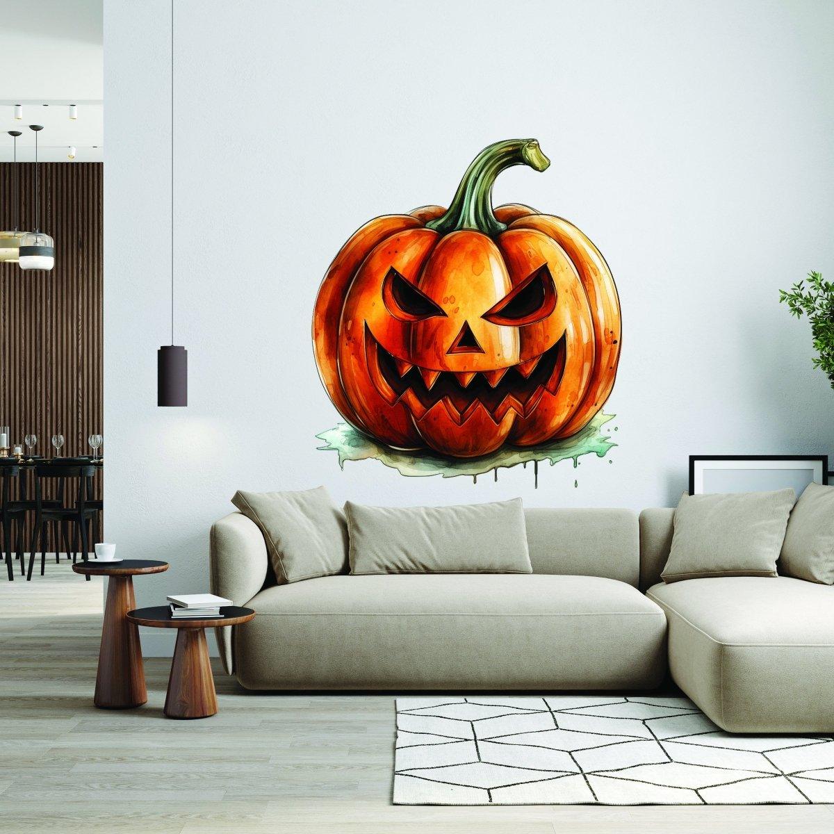 Halloween Pumpkin Wall Sticker - Creepy Smiling Jack-o-Lantern Decal - Thumbnail 2
