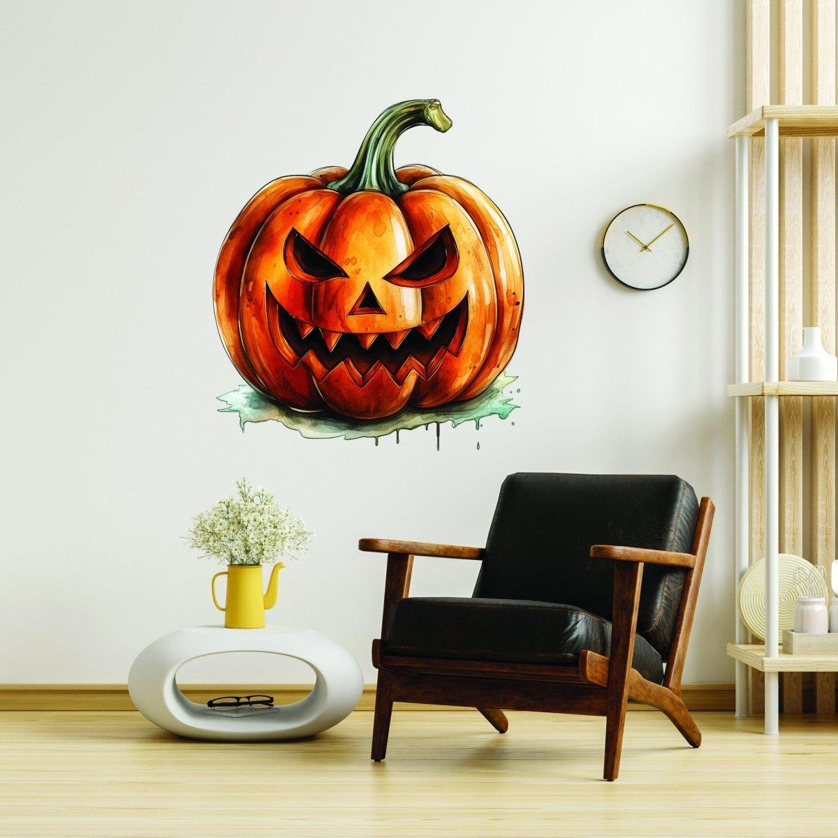 Halloween Pumpkin Wall Sticker - Creepy Smiling Jack-o-Lantern Decal - Thumbnail 3