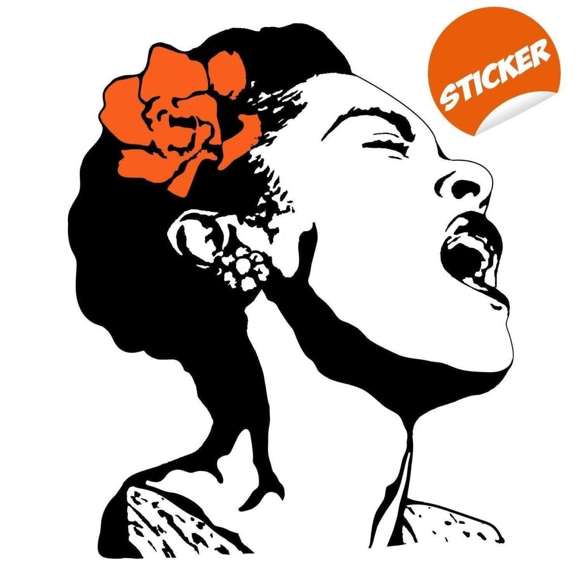 Singing Woman Art Decal with Floral Design - Thumbnail 4