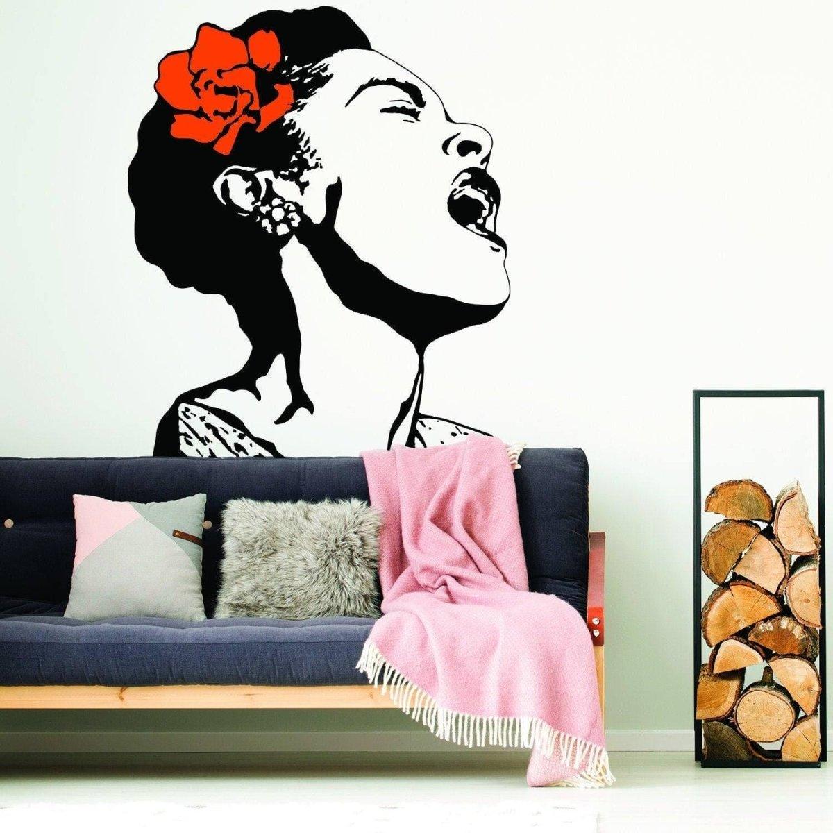 Singing Woman Art Decal with Floral Design - Thumbnail 2